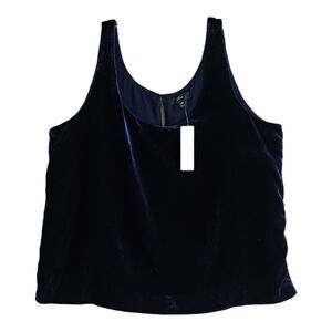 J. CREW Women's Petite 10P Velour Tank Camisole Top Sleeveless Midnight Blue 36"